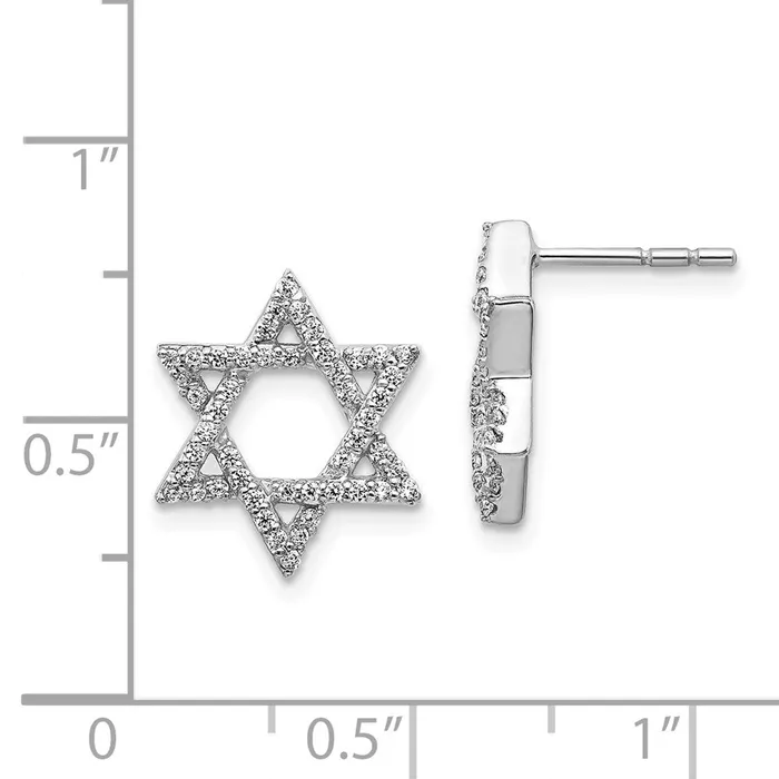 Goldia 14k White Gold Real Diamond Star of David Earrings Earrings