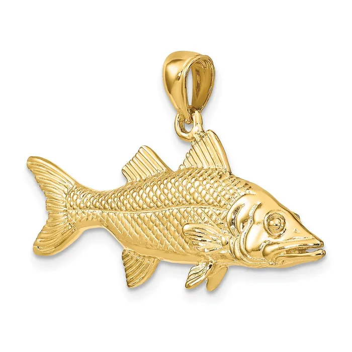 Goldia Charm Necklaces 14k Yellow Gold 3D Snook Fish Charm