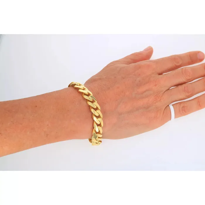 Goldiacom Bracelets 14k Yellow Gold Royal Monaco Miami Cuban Link 13mm Chain Bracelet w Box Clasp 9