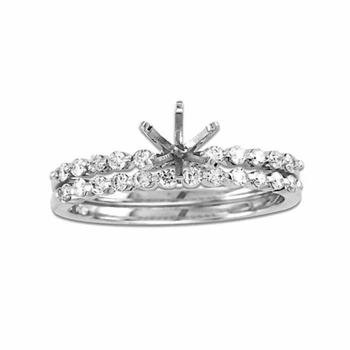 Goldiacom Rings 14 CT TW Diamond SemiMount Bridal Engagement Ring Set in 14K White Gold