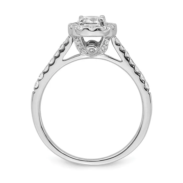 Goldiacom Rings 1 Ct Natural Diamond Halo Bridal Engagement Ring Set in 14K White Gold