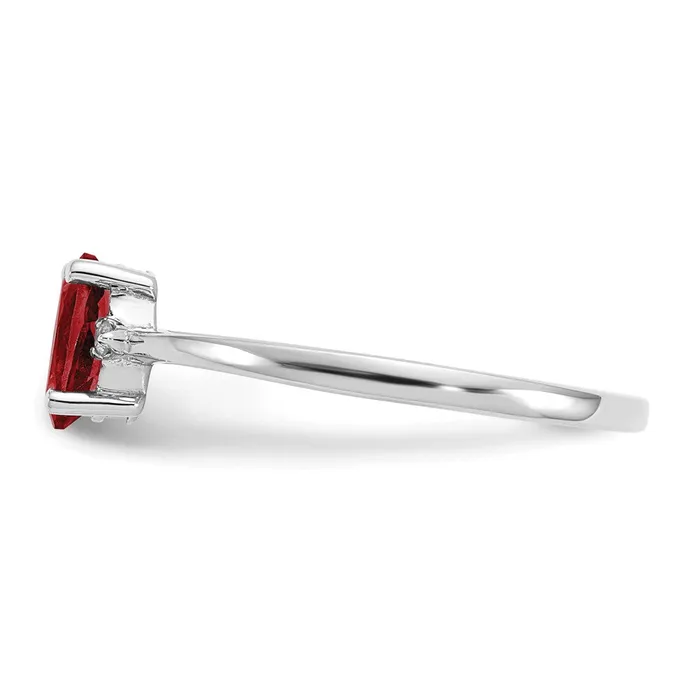 Goldiacom Rings 14K White Gold Polished Geniune Real Diamond Garnet Birthstone Ring