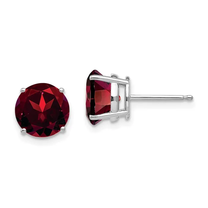 Goldia Earrings 14k White Gold 8mm Garnet Earrings