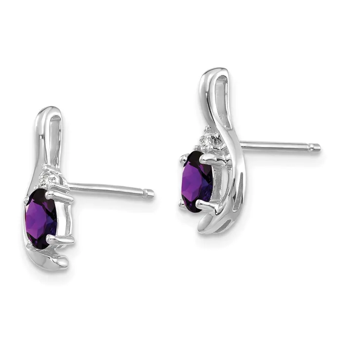 Goldia Earrings 14k White Gold Amethyst and Diamond Post Earrings