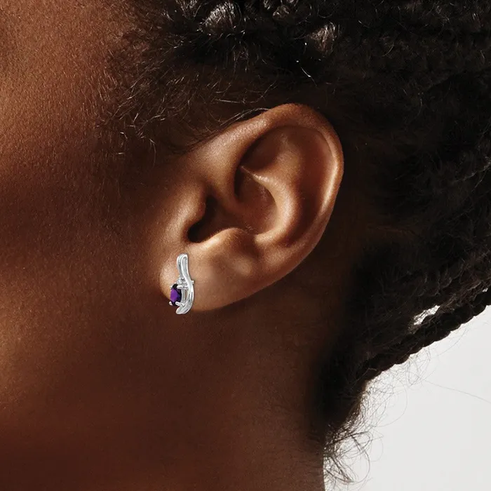Goldia Earrings 14k White Gold Amethyst and Diamond Post Earrings