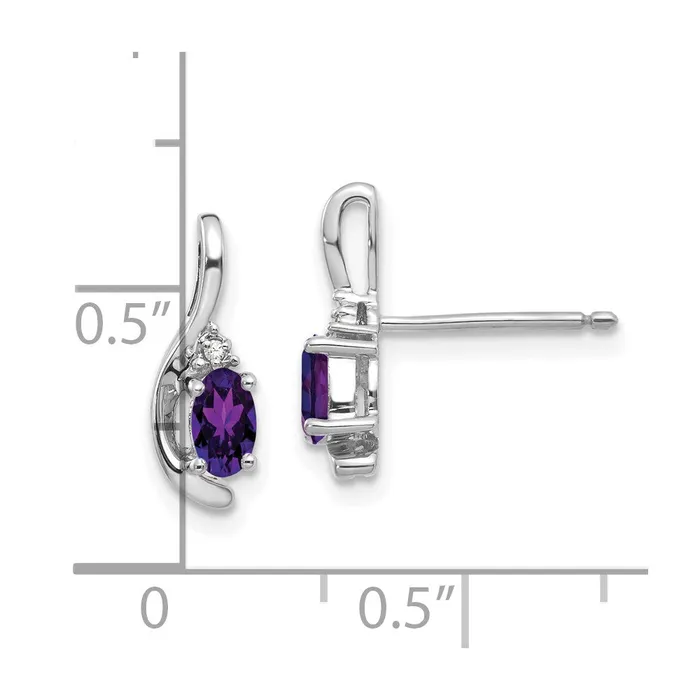 Goldia Earrings 14k White Gold Amethyst and Diamond Post Earrings