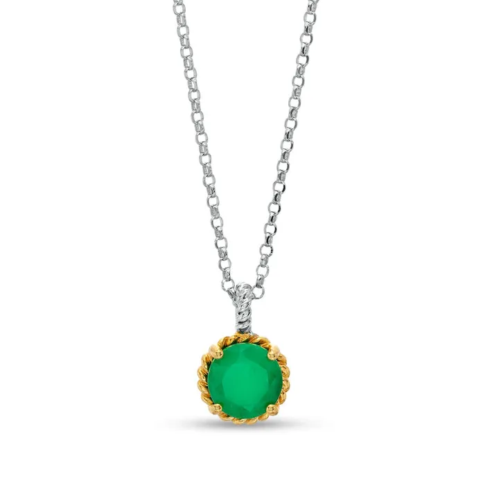 Goldia Earrings 70mm Emerald Solitaire RopeTextured Frame and Drop Pendant in Sterling Silver and 10K Yellow Gold