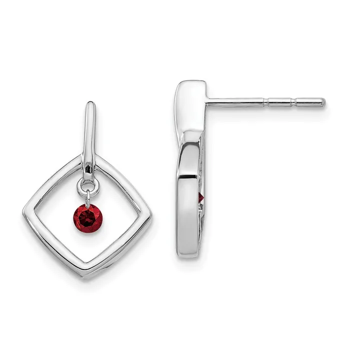Goldia Earrings Solid 14k White Gold Red Simulated CZ Earrings