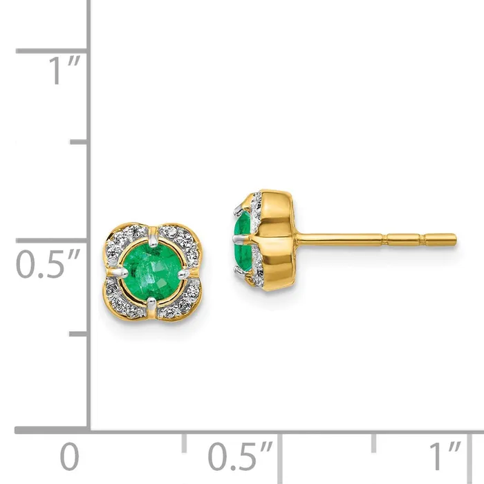Goldia Earrings Solid 14k Yellow Gold Simulated CZ and Emerald Fancy Earrings