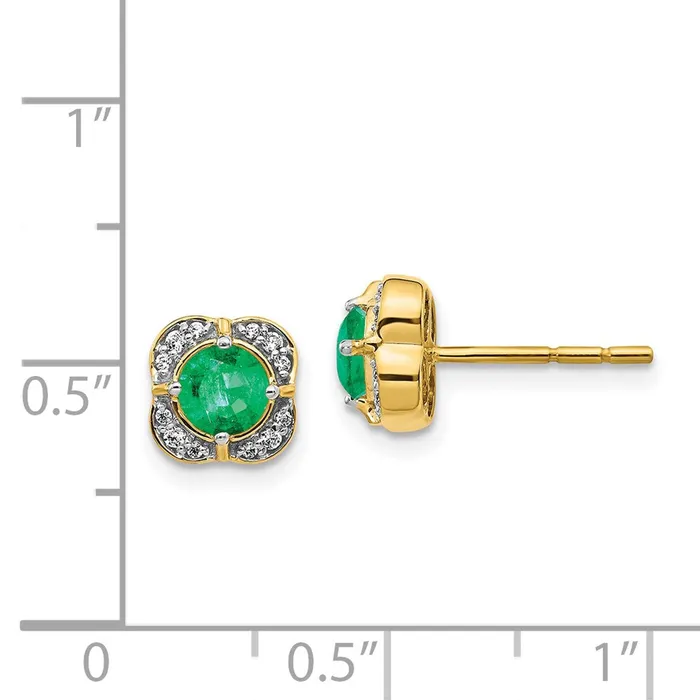 Goldia Earrings Solid 14k Yellow Gold Simulated CZ and Emerald Fancy Earrings