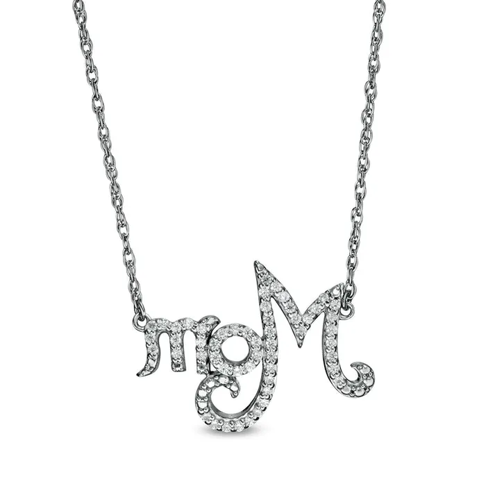 Goldia Necklaces 017 CT TW Natural Diamond Mom Necklace in Sterling Silver Goldia Necklaces 017 CT TW Natural Diamond Mom Necklace in Sterling Silver