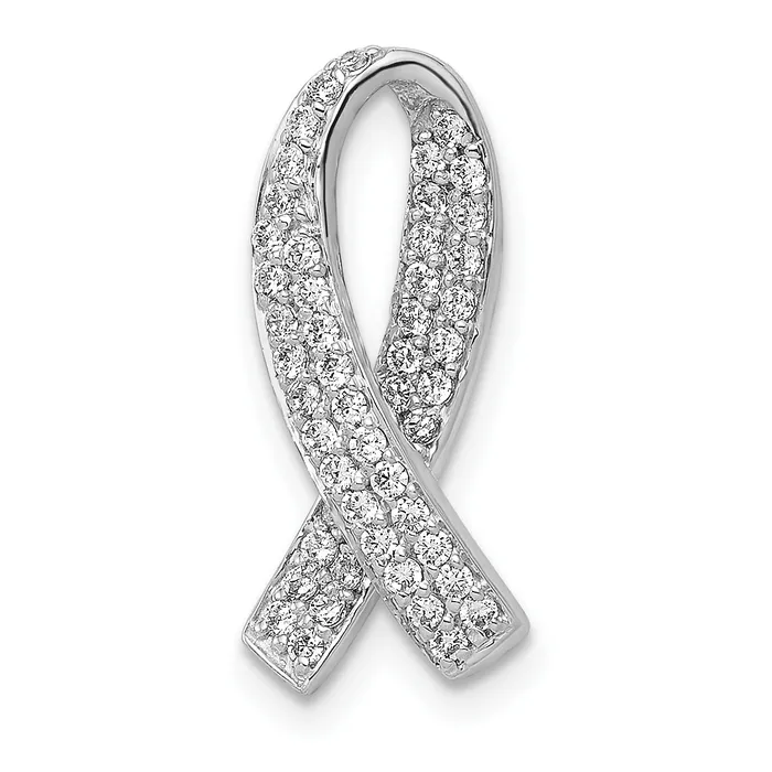 Goldia Necklaces 14k White Gold 13 Ct Lab Grown Diamond VSSI G Awareness Ribbon Chain Slide Pendant Goldia Necklaces 14k White Gold 13 Ct Lab Grown Diamond VSSI G Awareness Ribbon Chain Slide Pendant