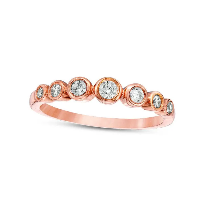 Goldia Rings 025 CT TW Natural Diamond Bubble Stackable Band in Solid 10K Rose Gold Goldia Rings 025 CT TW Natural Diamond Bubble Stackable Band in Solid 10K Rose Gold