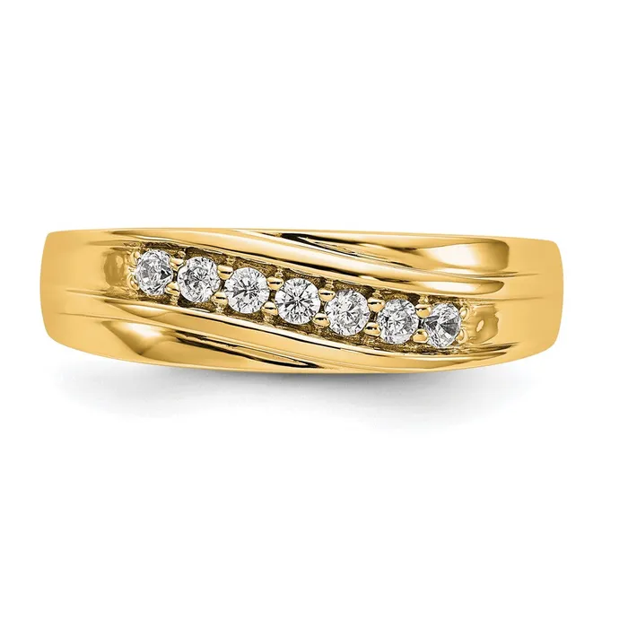 Goldia Rings 025ct CZ Solid Real 14K Yellow Gold Mens Wedding Band Ring