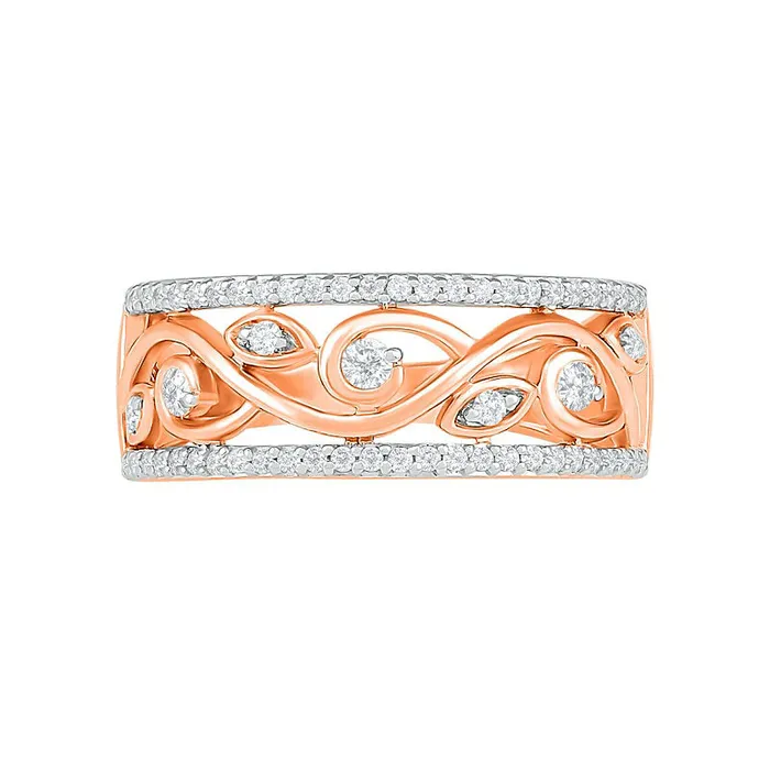 Goldia Rings 033 CT TW Natural Diamond Ornate Vine Ring in Solid 10K Rose Gold Goldia Rings 033 CT TW Natural Diamond Ornate Vine Ring in Solid 10K Rose Gold