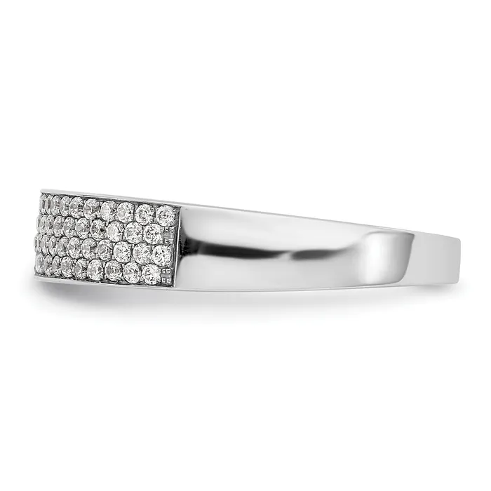 Goldia Rings 043ct CZ Solid Real 14K White Gold Micro Pave Wedding Band Ring