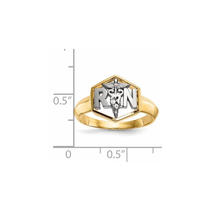 Goldia Rings 14k TwoTone Gold Polished Registered Nurse Ring