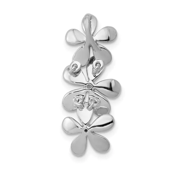 Goldia Rings 14k White Gold 110ct Real Diamond Three Flower Chain Slide