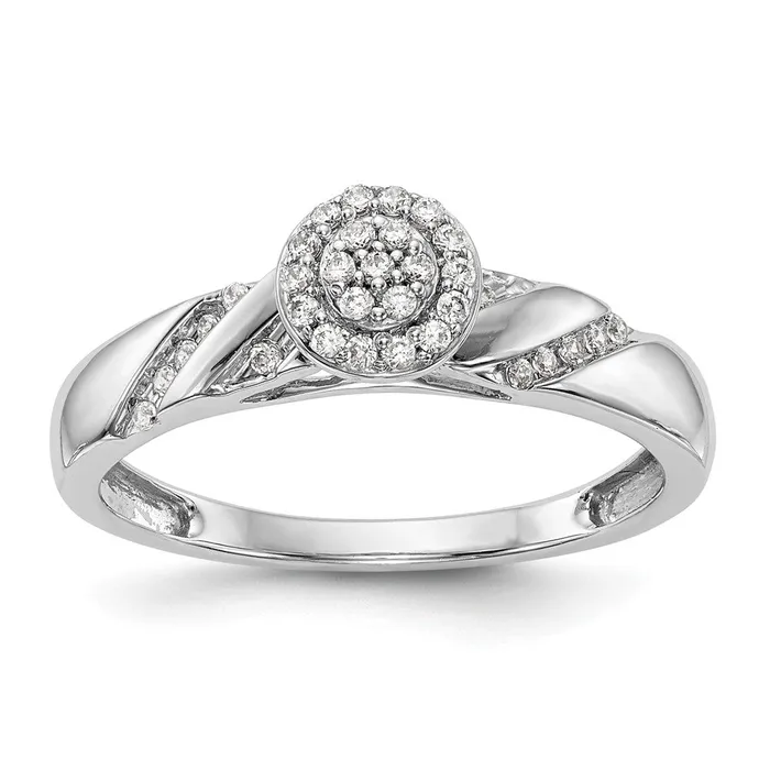 Goldia Rings 14K White Gold Complete Real Diamond Trio Cluster Engagement Ring