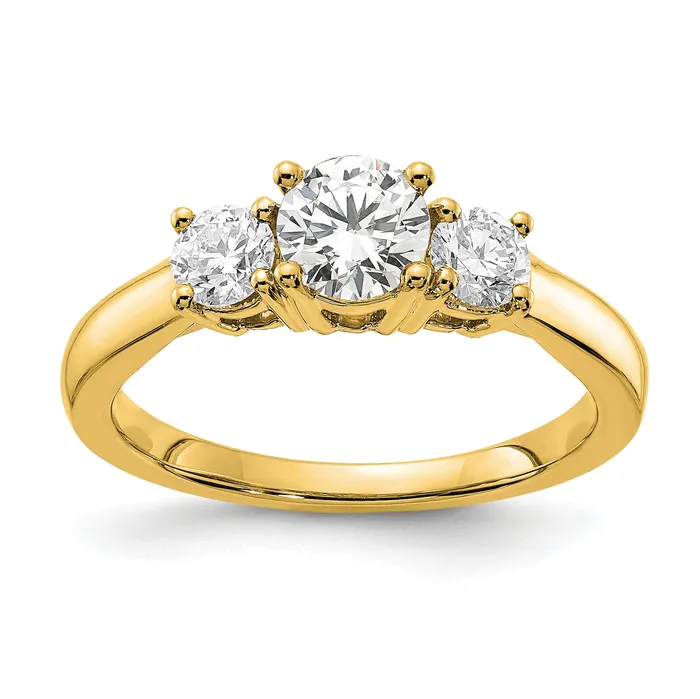 Goldia Rings 14k Yellow Gold 12 Ct Lab Grown Diamond VSSI G 12 Ct Center Round Three Stone Engagement Ring