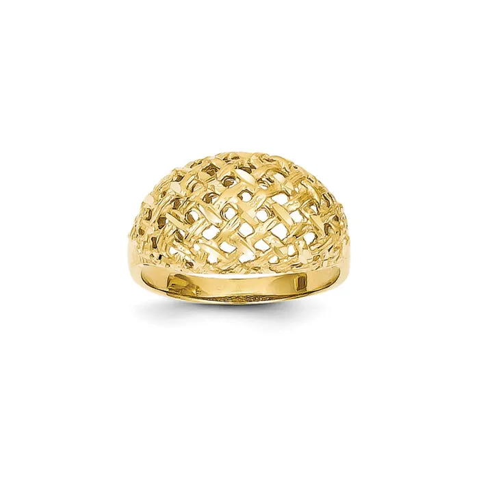 Goldia Rings 14K Yellow Gold Basket Diamondcut Style Dome Ring