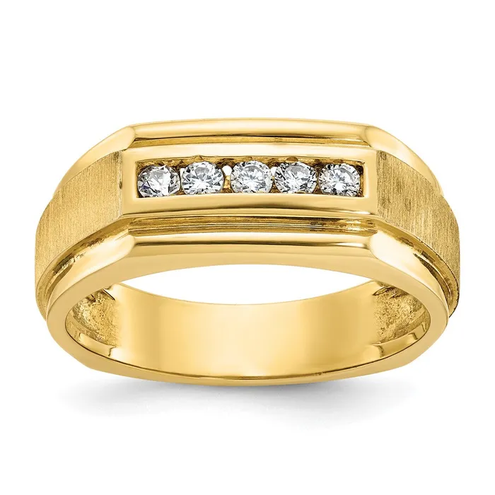 Goldia Rings 14k Yellow Gold Mens Polished and Satin Diamond Ring Mounting