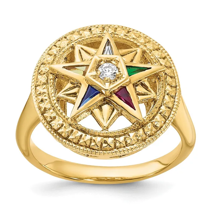 Goldia Rings 14k Yellow Gold Womens Polished and Textured Eastern Star Masonic Ring Mounting