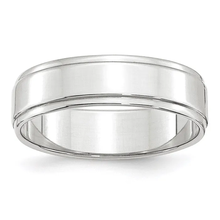Goldia Rings Solid 14K White Gold 6mm Flat with Step Edge MensWomens Wedding Band Ring Size 75 Goldia Rings Solid 14K White Gold 6mm Flat with Step Edge MensWomens Wedding Band Ring Size 75