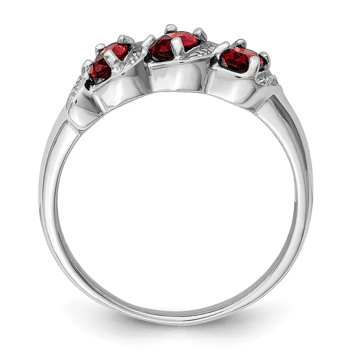 Goldia Rings Sterling Silver Rhodiumplated 3 Stone Garnet u0026 Diamond Ring