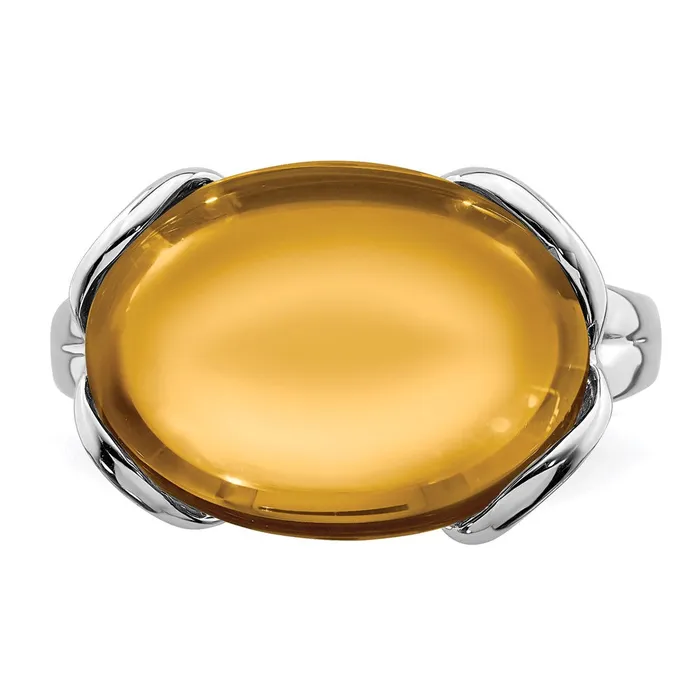 Goldia Rings Sterling Silver Rhodium Whiskey Quartz Ring
