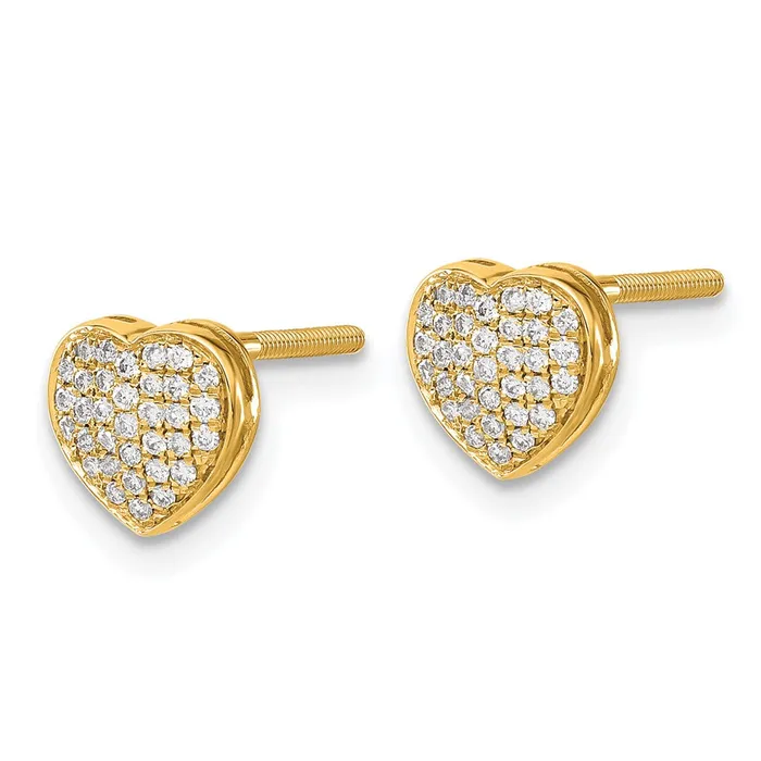 Goldia Solid 14k Yellow Gold Simulated CZ Heart Screw BacK Post Earrings Earrings