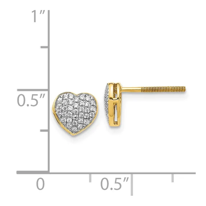 Goldia Solid 14k Yellow Gold Simulated CZ Heart Screw BacK Post Earrings Earrings