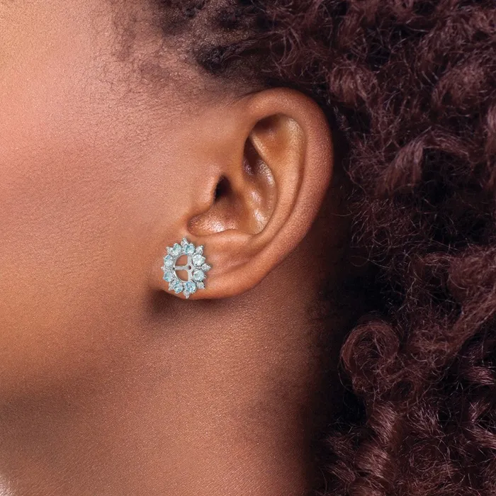 Goldia Sterling Silver Rhodium Diamond u0026 Swiss Blue Topaz Earring Jacket Earrings