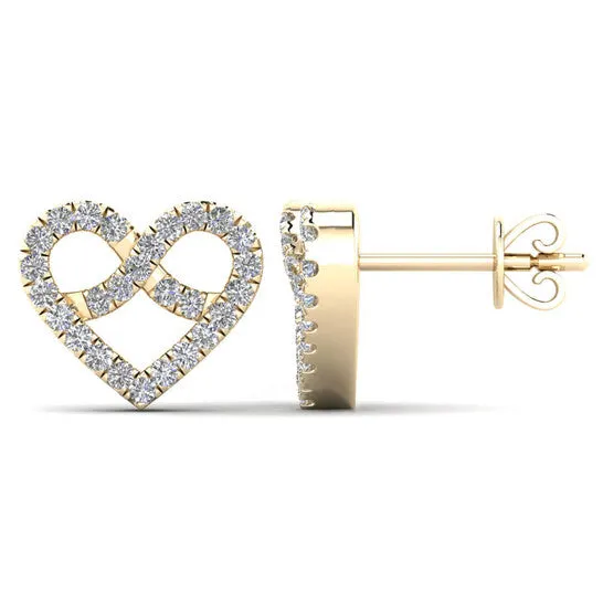 JMS always Earrings Original Dazzling Love 020 Carat Natural White Diamond Heart Shape Stud Earrings in Elegant 10K yellow Gold Secure Push Backs JMS always Earrings Original Dazzling Love 020 Carat Natural White Diamond Heart Shape Stud Earrings in Elegant 10K yellow Gold Secure Push Backs