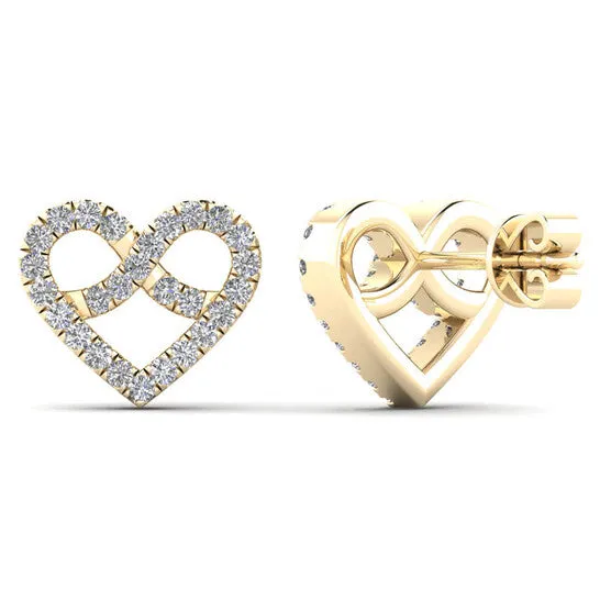 JMS always Earrings Original Dazzling Love 020 Carat Natural White Diamond Heart Shape Stud Earrings in Elegant 10K yellow Gold Secure Push Backs JMS always Earrings Original Dazzling Love 020 Carat Natural White Diamond Heart Shape Stud Earrings in Elegant 10K yellow Gold Secure Push Backs