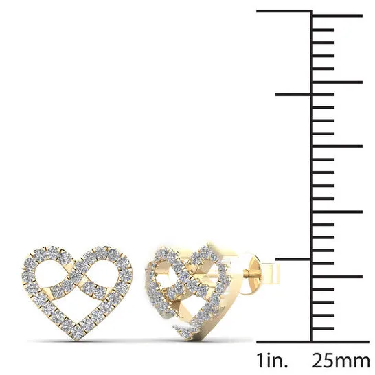 JMS always Earrings Original Dazzling Love 020 Carat Natural White Diamond Heart Shape Stud Earrings in Elegant 10K yellow Gold Secure Push Backs JMS always Earrings Original Dazzling Love 020 Carat Natural White Diamond Heart Shape Stud Earrings in Elegant 10K yellow Gold Secure Push Backs