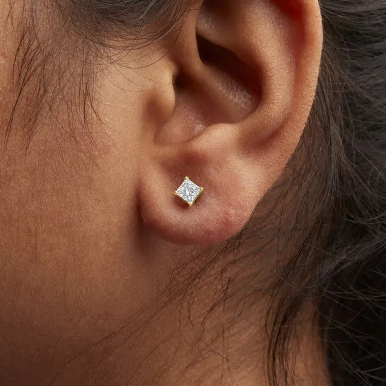 JMS always Earrings Original IGI Certified 14k Yellow Gold 12 cttw 4Prong Set PrincessCut Solitaire Diamond Push Back Stud Earrings LM Color I1I2 Clarity JMS always Earrings Original IGI Certified 14k Yellow Gold 12 cttw 4Prong Set PrincessCut Solitaire Diamond Push Back Stud Earrings LM Color I1I2 Clarity