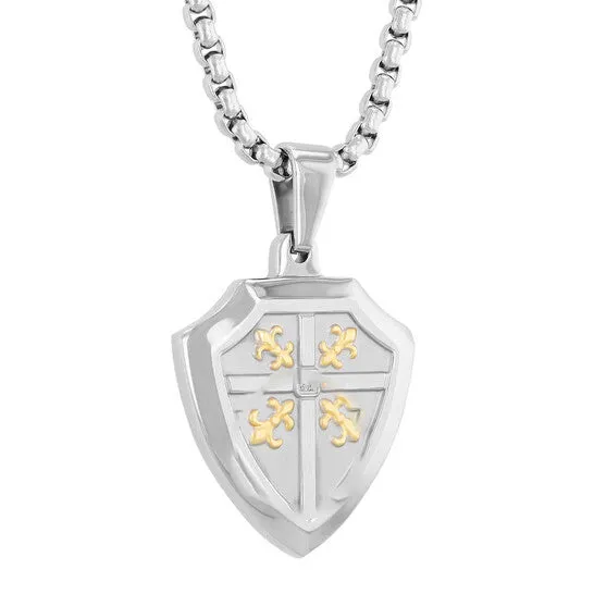 JMS always Necklaces Original Robert Alton Diamond Accent Stainless Steel Yellow Finish Shield Pendant JMS always Necklaces Original Robert Alton Diamond Accent Stainless Steel Yellow Finish Shield Pendant