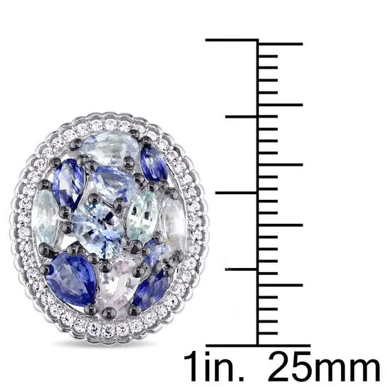 JMS always Rings Original AMOUR 6CT TGW Blue and White Sapphire Clustered Halo Cufflinks In Sterling Silver JMS always Rings Original AMOUR 6CT TGW Blue and White Sapphire Clustered Halo Cufflinks In Sterling Silver