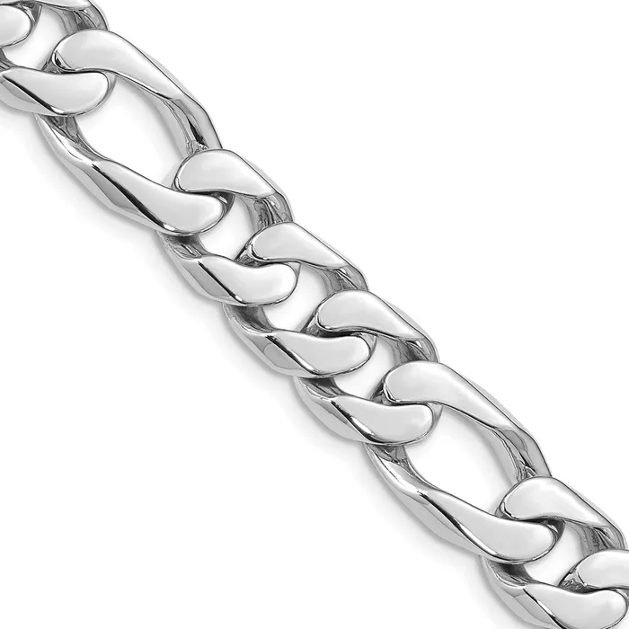 MDS Bracelets Solid 14K White Gold 9 inch 10mm Hand Polished Figaro Link with Box Catch Clasp Bracelet MDS Bracelets Solid 14K White Gold 9 inch 10mm Hand Polished Figaro Link with Box Catch Clasp Bracelet