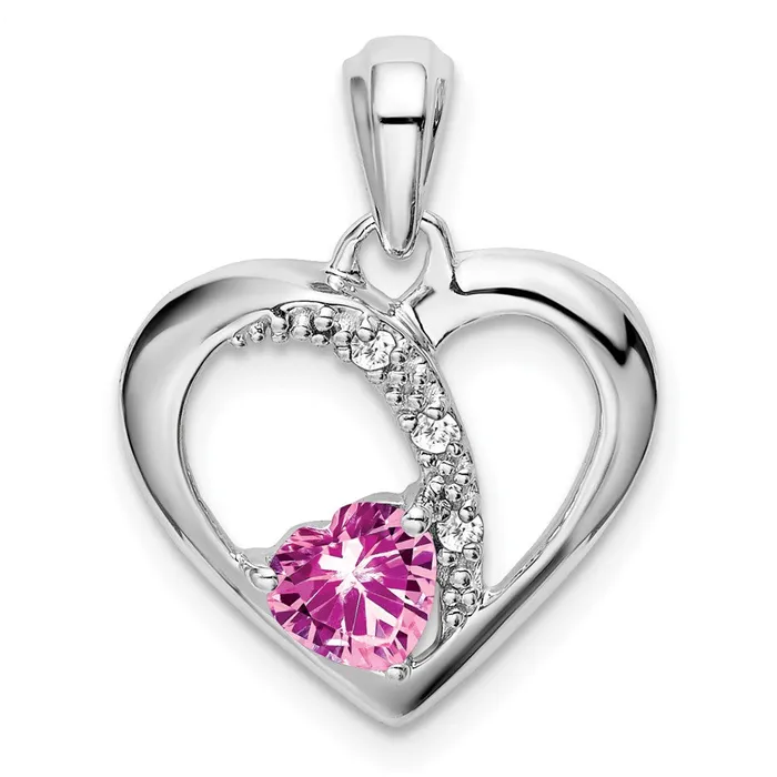 Necklaces 14k White Gold Created Pink Sapphire and Real Diamond Heart Pendant Goldia Necklaces 14k White Gold Created Pink Sapphire and Real Diamond Heart Pendant Goldia