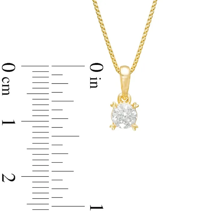Necklaces Goldia 038 CT TW Natural Clarity Enhanced Solitaire with Heart Prongs Pendant in 10K Yellow Gold Necklaces Goldia 038 CT TW Natural Clarity Enhanced Solitaire with Heart Prongs Pendant in 10K Yellow Gold