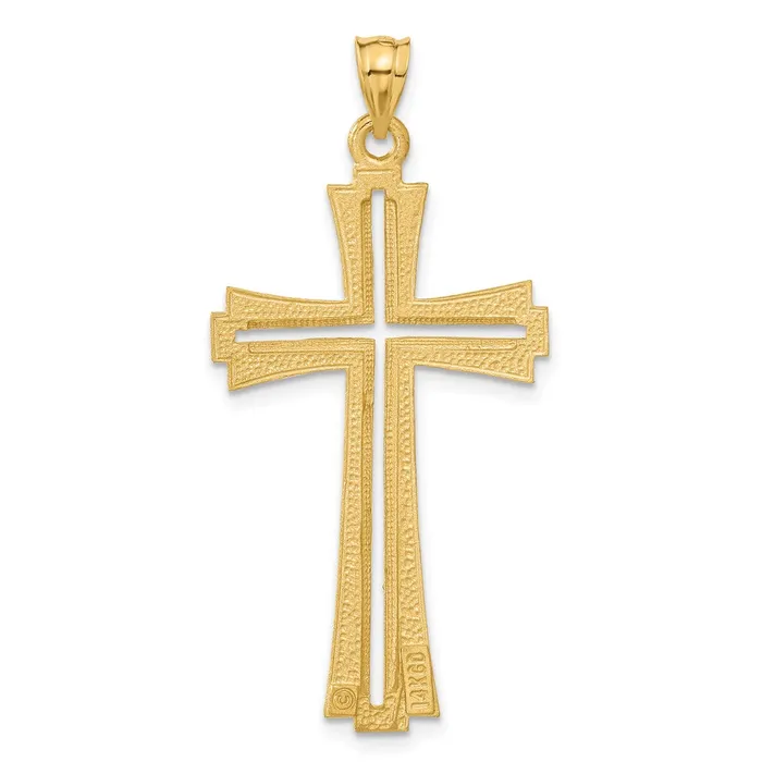 Necklaces Goldia 14k Yellow Gold Diamond Cut and Satin Cross Pendant