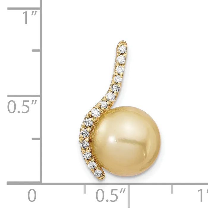Necklaces Goldiacom 14K 10 11mm Golden Saltwater Cultured South Sea Pearl 125ct Dia Pendant