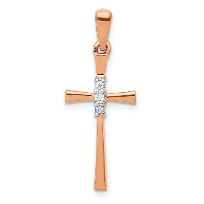 Necklaces Goldia Solid 14k Rose Gold 03ct Simulated CZ Cross Pendant