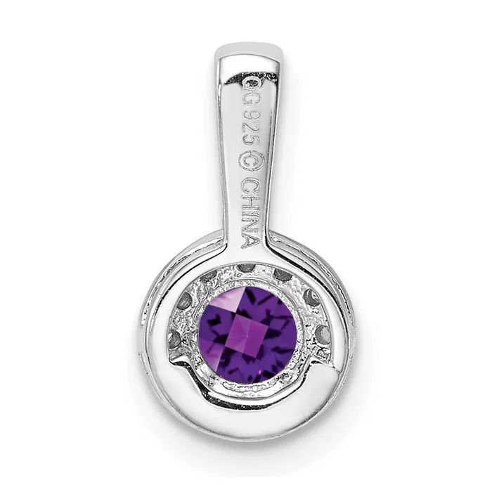 Necklaces Goldia Sterling Silver Rhodiumplated Diamond Amethyst Pendant