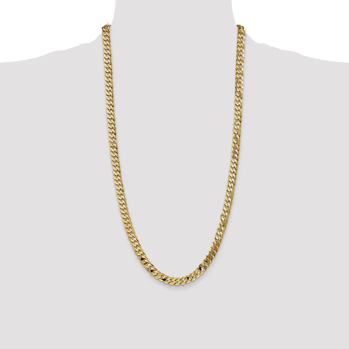 Necklaces Solid 14K Yellow Gold 28 inch 725mm Flat Beveled Curb with Lobster Clasp Chain Necklace MDS Necklaces Solid 14K Yellow Gold 28 inch 725mm Flat Beveled Curb with Lobster Clasp Chain Necklace MDS
