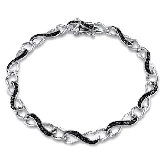 Original AMOUR 14 CT TW Black Diamond Infinity Link Bracelet In Sterling Silver with Black Rhodium JMS always Bracelets Original AMOUR 14 CT TW Black Diamond Infinity Link Bracelet In Sterling Silver with Black Rhodium JMS always Bracelets