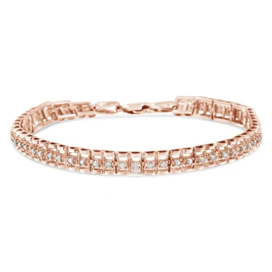 Original Haus of Brilliance 10K Rose Gold Plated 925 Sterling Silver 20 Cttw Diamond DoubleLink 7 Tennis Bracelet IJ Color I3 Clarity JMS always Bracelets