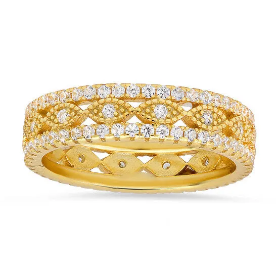 Original Kylie Harper Gold Over Silver Vintage Cubic Zirconia CZ Eternity Band Ring JMS always Rings Original Kylie Harper Gold Over Silver Vintage Cubic Zirconia CZ Eternity Band Ring JMS always Rings